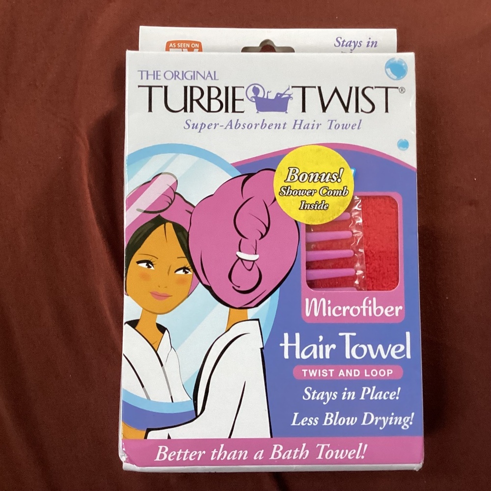 The Original Turbie Twist Super-Absorbent Hair Towel with bonus shower comb NEW